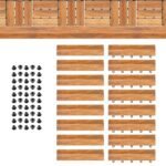 PrimeZone 16 PCS Solid Acacia Wood Border Trim for Interlocking Deck Tiles - 12" L Waterproof Side Pin End of Outdoor Flooring, Loop End Piece for Decking Floor, Natural