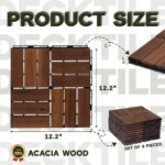 VICTORY RELAX Acacia Wood Flooring Interlocking Deck Tiles for Patio Decor 27 Pcs 12 Slats VR Brown - Waterproof Indoor & Outdoor Decor - Balcony Garden Decking Tile (12.2 * 12.2 * 0.7 inches) - Image 8