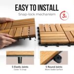 CLOVERHOLM 10 PCs Interlocking Wood Deck Tiles, 12x12 inches Waterproof Wooden Patio Floor Tiles for Indoor and Outdoor, Easy Snap Lock, Balcony, Garden, Natural - Image 4