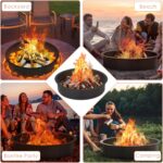 OUSHENG 36 Inch Round Fire Pit Ring Insert for Outside Wood Burning, 39 Inch Outer Large Solid Steel Firepit Liner for Above or In-Ground Outdoor DIY Camping Garden Patio Backyard - Image 3