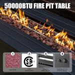 EcoNook 57 inch Propane Fire Pit Table,50000 BTU Gas Fire Pits Table with Lid & Lava Rock & Waterproof Cover, Outdoor Propane Firepit for Dining or Party, Outside, Patio, Garden, Yard - Image 3