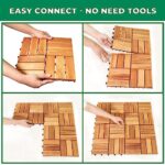 Acacia Deck Tiles - Solid Wood Interlocking Flooring (Pack of 10, 12x12), Waterproof All Weather, Indoor/Outdoor Use, Natural Color - Image 3