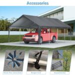 Thanaddo Carport 13'x25'x10' Heavy Duty with Roll-up Sidewall and Ventilated Windows, Portable Outdoor Garage for Car, SUV, Boat, Gray - Image 4