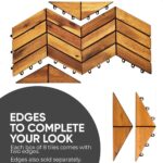 Majestick Goods Interlocking Deck Tiles 12"x8" Herringbone 6 Sq Ft - Acacia Wood Patio Tiles for Outdoor Flooring, Porch & Balcony - Non-Slip Wooden Tile Pavers - Easy to Install, 8 Tiles, 2 Edges - Image 5