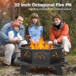 Verdeluxe 32 Inch Octagonal Outdoor Fire Pit,Wood Burning Fire Pit with Fire Poker,Firepits for Outside Bonfire,Camping,Backyard, Garden,Patio - Image 2