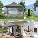 Yaheetech Patio Gazebo - 11x11 ft Outdoor Shelter Tent with Vented Top & Mesh Sidewalls & Drainage Holes, Water-Resistant for Garden/Backyard/Deck/Lawn (Dark Gray) - Image 2