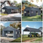 GREEN PARTY Carport, 13'x24' Extra Large Heavy Duty Carport with Roll-up Windows, Waterproof & 12 Legs Car Canopy Portable Garage Shelter with Removable Sidewalls & Doors for Car, Truck, SUV, Boat - Image 7