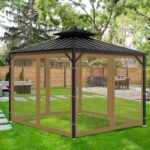 Gazebo Universal Replacement Mosquito Netting, 10' x 12' Outdoor Mesh Netting Screen 4-Panel Sidewall with Zipper for Patio Canopy Garden Porch Pergolas and Backyard, Khaki(Mosquito Net Only) - Image 6