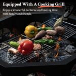 Verdelxue 35 Inch Octagonal Fire Pit with Cooking Grill,Outdoor Wood Burning Fire Pit for Camping Outside Picnic Bonfire,Heavy Duty Firepit for Backyard Garden Patio - Image 3