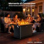 AMADA HOMEFURNISHING 43 Inch Propane Fire Pit Table, 60,000 BTU Gas Fire Pit with Lava Rocks, Waterproof Cover, Removable Lid, Cup Holders, 2-in-1 Fire Table for Patio, Backyard, Garden, Black - Image 2
