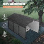 Benass 10x15 Metal Carport, Galvanized Steel Roof Car Port with Remvoable Polyethylene Sidewalls - Image 5