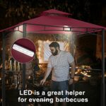 ABCCANOPY 8x5 Grill Gazebo - Outdoor BBQ Canopy Shelter with Led Light for Patio Backyard Grilling (Burgundy) - Image 3