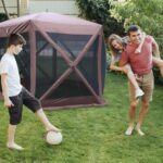 Backyard Expressions 12' x 12' Pop Up 6 Sided Portable Hub Gazebo Screen Canopy Tent with Ground Stakes & Carry Bag - Image 7