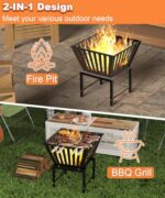 Mondazie Outdoor Fire Pit — 17 Inch Portable with Storage Bag for Camping, Patio Heating, Picnic and BBQ, Trapezoid Vertical Hollow, Black - Image 7