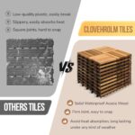 CLOVERHOLM 10 PCs Interlocking Wood Deck Tiles, 12x12 inches Waterproof Wooden Patio Floor Tiles for Indoor and Outdoor, Easy Snap Lock, Balcony, Garden, Natural - Image 5
