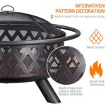 Yaheetech Fire Pit 36in Outdoor Wood Burning Fire Pits Wood Large Fire Bowl for Outside BBQ Bonfire Patio with Mesh Spark Screen, Poker and Rain Cover - Image 4