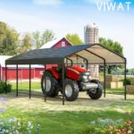 VIWAT Carport 12x20 FT Metal Carport with Enhanced Base Outdoor Heavy Duty Garage Galvanized Car Shelter for Pickup, Boat, Car and Tractors - Image 5