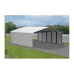 Arrow 2-Sided 20x24x7 Galvanized Steel Carport Kit - Eggshell (CPH202407ECL2)