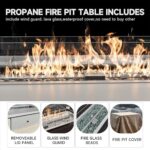 Wallowsun Rattan Fire Pit Table,40.5-inch Rectangle Grey Outdoor Companion,60000 BTU Auto-Ignition w Glass Wind Guard,Internal 20lb Propane Tank, Dust Cover (Grey, Rattan) - Image 5