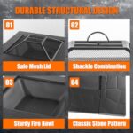 EcoNook 32 inch Fire Pit, Square Outdoor Fire Pit Table with Spark Screen & Fire Poker, 3-in-1 Multipurpose Firepits for Outside, Fireplace for Yard, Garden, Patio - Image 5