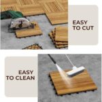 9 PCS Interlocking Deck Tiles 12" x 12" - Premium Acacia Wood Patio Tiles Waterproof - Deck Tiles Interlocking All Weather Waterproof Flooring - Easy Installation for Indoor & Outdoor (Golden Steak) - Image 4