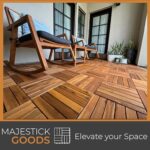 Interlocking Deck Tiles Snap Together Wood Flooring - 12 x 12 Acacia Hardwood Outdoor Flooring for Patio - Click Floor Decking Tile, Water Resistant Balcony Flooring, Wooden Parquet Flooring 24 Sq Ft - Image 3