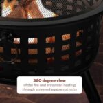 Outdoor Fire Pit - 26-Inch Round Lattice Wood Burning Firepit with Screen, Poker, Grate and Cover - Wood Fire Pits & Outdoor Fireplaces by Pure Garden - Image 4