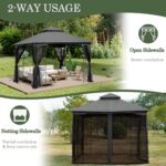 ECOTOUGE Outdoor Gazebo 10'x10', Heavy Duty Canopy Tent with Soft Double Roofs & Metal Corner Frame Shelves, Party Tent Shelter with Mosquito Netting for Patio, Deck, Backyard, Grey - Image 4