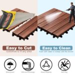 PrimeZone 108 PCS Solid Acacia Wood Interlocking Deck Tiles - 12" x 12" Waterproof Indoor Outdoor Patio Flooring Decking Tiles for Balcony, Backyard & Poolside, All Weather Use, Brown - Image 8