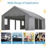 Thanaddo Carport 13'x25'x10' Heavy Duty with Roll-up Sidewall and Ventilated Windows, Portable Outdoor Garage for Car, SUV, Boat, Gray - Image 7