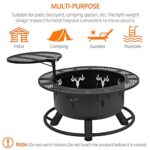 Yaheetech 32in Fire Pit Outdoor Wood Burning Firepits Outdoor Fireplace with 18.5 Inch Swivel Cooking Grill Grate & Poker Fire Bowl for Camping, Backyard, BBQ, Garden, Bonfire - Image 6