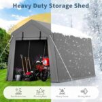 GAOMON 7'x10' Outdoor Portable Garage, Waterproof & UV-Resistant Storage Shed with 2 Roll-Up Doors, Carport Tent for Motorcycle, Bike, and Tools, Gray - Image 3