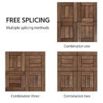 Topeakmart 27PCS Patio Deck Tiles Interlocking Wood Decking Floor Tiles 12 x 12in Brown for Outdoor & Indoor Patio Garden Deck Poolside - Image 7