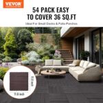 VEVOR Interlocking Deck Tiles, 54 Pack,12"x12" 54 sq. ft Plastic Waterproof Outdoor Flooring All Weather Use, Patio Floor Decking Covering Tiles for Porch Poolside Balcony Backyard, Dark Brown - Image 2