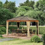 YMGSCC 10' X 12' Hardtop Polycarbonates Gazebo Canopy Aluminum Frame Pergola W/Netting and Sidewalls for Garden, Patio - Image 2