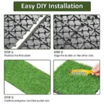 PrimeZone 54 PCS Interlocking Artificial Grass Tiles - 12"x12" Turf Outdoor Indoor Fake Grass Deck Flooring Set for Patio, Balcony, Backyard - Image 3