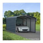 Arrow 3-Sided 10x29x9 Galvanized Steel Carport Kit - Charcoal (CPHC102909ECL3) - Image 3