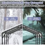 JY QAQA 12 x 15 FT Heavy Duty Metal Carport Kits with Galvanized Steel Roof, Metal Carport Canopy, Outdoor Car Tent Garage Shelter for Car, SUV, Truck and Boats - Image 7