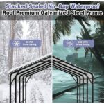 JY QAQA 12 x 20 ft Metal Carport, Heavy Duty Carport Canopy with Galvanized Steel Roof, Outdoor Car Tent Metal Garage Shelter for Car, SUV, Trucks and Boats - Image 6