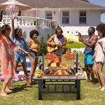 SINGLYFIRE 37 Inch Fire Pit Table with Grill for Outside Large Square Wood Burning firepit Heavy Duty Steel Bonfire Pit Cooking with Spark Screen Log Grate Poker for Backyard Garden Camping - Image 5