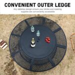 47 Inch Fire Pit with 2 Grills, Outdoor Extra Large Firepits for Outside, Wood Burning Fireplace for Camping,Picnic,Bonfire, 3-in-1 Round Metal Table with Lid for Backyard,Patio,Party - Image 8