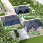 12' x 20' Hardtop Gazebo,Outdoor Galvanized Steel Metal Double Roof Gazebo with Curtains and Netting for Patios, Gardens, Lawns,Navy Blue - Image 6