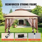 VEVOR Pop up Gazebo for 8-10 Person, with Mosquito Netting, Metal Frame, and PU Coated 250D Oxford Cloth, Outdoor Canopy Shelter for Patio, Backyard, Lawn, Garden, Deck, 11 x 11 FT, Brown - Image 4