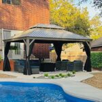 PURPLE LEAF 12' X 16' Hardtop Aluminum Gazebo with Netting and Curtains Heavy Duty Permanent Gazebo with Double Metal Roof for Patio Deck Lawn Garden All Weather Outdoor Pavilion Gazebos, Light Grey - Image 3