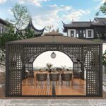 MARURY New Chinese Style Pavilion, Modern Pavilion, Hardtop Gazebo, Outdoor Pavilion Courtyard Outdoor Sunshade Garden Villa Leisure Canopy for Backyard, Patio, Garden