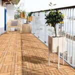 Yaheetech 27PCS Natural Wood Deck Tiles Interlocking Patio Deck Tiles Solid Wood and Plastic Indoor&Outdoor 12 x 12in - Image 3