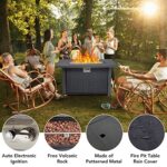 TROPOW 44 Inch Gas Fire Pit Outdoor Firepit Table, 50000BTU Rectangle Propane Fire Table with Cover & Rain Cover for Outside Garden Backyard Deck Patio, CSA Certification,Black - Image 4