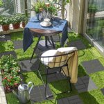 Goovilla Plastic Interlocking Deck Tiles, 9 Pack Outdoor Patio Flooring, 12"x12" Interlocking Decking Tile Outdoor All Weather Use, Waterproof Patio Pavers for Pool Balcony Backyard Porch, Dark Grey - Image 2