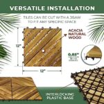 Interlocking Deck Tile (Pack of 10, 12"x12") Acacia Hardwood Deck Tile, Interlocking Patio Tile in Solid Acacia Wooden Oiled Finish Waterproof all Weather Perfect for Indoor Outdoor(Golden Teak Color) - Image 2