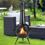 SINGLYFIRE Prairie Fire Outdoor Chiminea Fireplace Deck or Patio Backyard Wooden Fire Pit with Chiminea Cover Rust-Free Iron Black - Image 7